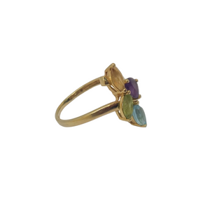 Bague avec Pierres Oxyde de Zircon en Or Jaune 18K - Taille 52