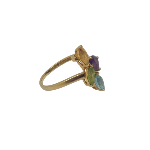 Bague avec Pierres Oxyde de Zircon en Or Jaune 18K - Taille 52