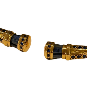Bracelet Jonc Torsadé avec Saphirs en Or Jaune 18k