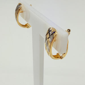 Boucles d'oreilles Dormeuse en Or Jaune et Blanc 18 K