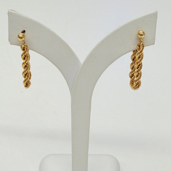 Boucles d'oreilles torsadées pendantes en Or Jaune 18k