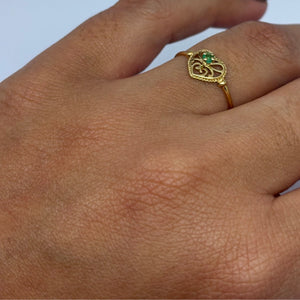 Bague avec Émeraude en Or Jaune 18 Carats - Taille 55