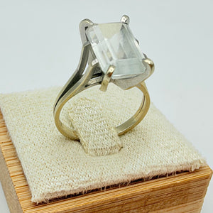 Solitaire en Or Blanc Aigue Marine - Taille 52