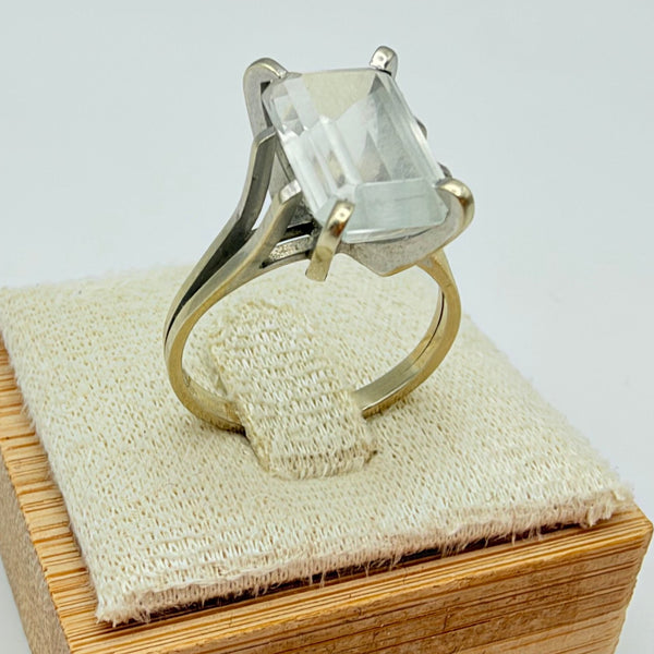Solitaire en Or Blanc Aigue Marine - Taille 52