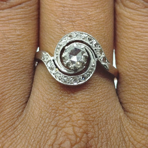Bague en Or Jaune & Or Blanc avec Diamants 18K Taille : 55