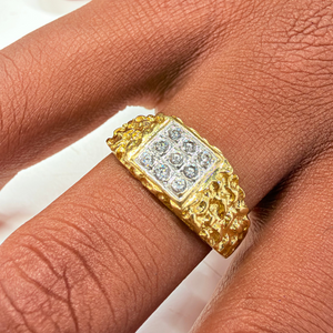 Chevalière en Or Jaune 18k avec Zirconium - Taille 68