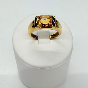 Bague en Or Jaune 18k avec Citrine - Taille 53