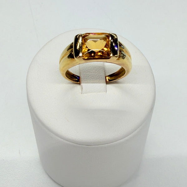 Bague en Or Jaune 18k avec Citrine - Taille 53