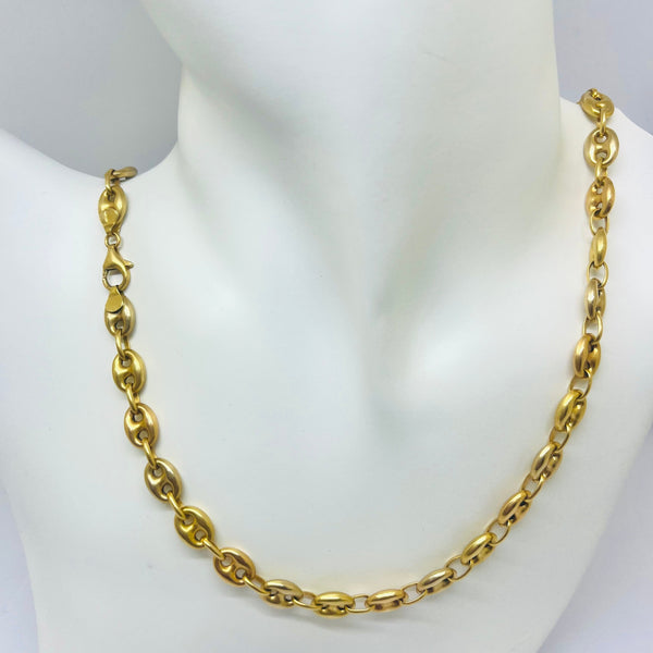 Collier Princesse Maille Grain de Café en Or Jaune 18K