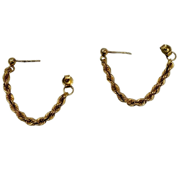 Boucles d'oreilles torsadées pendantes en Or Jaune 18k