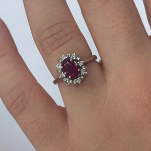 Bague Marguerite en Or Blanc avec Pierre Naturelle 18 K Taille : 53
