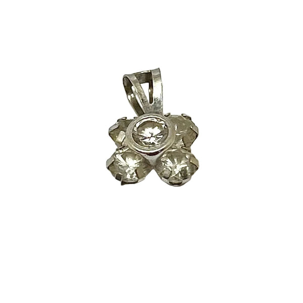 Pendentif Trèfle en Or Blanc avec Zirconium 18K