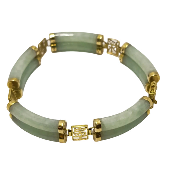 Bracelet artisanal or jaune 18 carats avec jade
