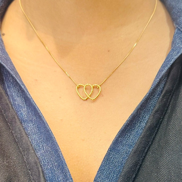 Collier Princesse en Or Jaune avec Mailles Forçat Torsadé 18K