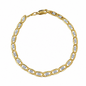 Bracelet Gourmette en Or Jaune & Or Blanc avec Maille Marine 18K