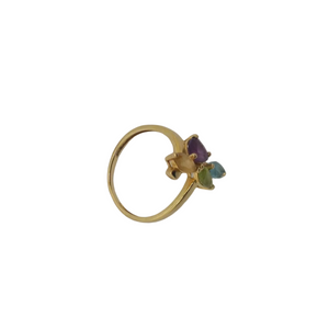 Bague avec Pierres Oxyde de Zircon en Or Jaune 18K - Taille 52