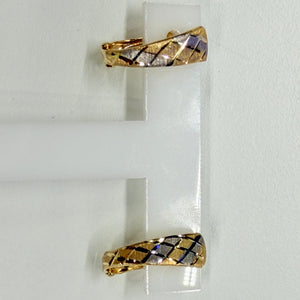 Boucles d'oreilles Dormeuse en Or Jaune et Blanc 18 K
