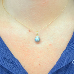 Pendentif avec Perle de Tahiti en Or Jaune & Or Blanc 18k