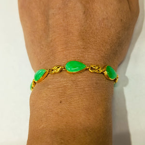 Bracelet Artisanale en Or Jaune 24K  avec Jade