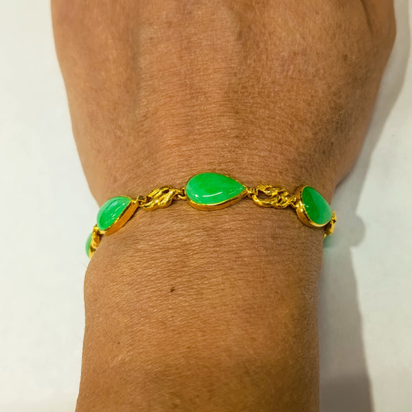 Bracelet Artisanale en Or Jaune 24K  avec Jade