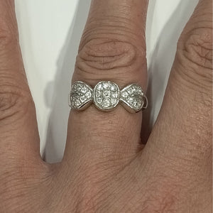 Bague Tank en Or Gris 18k avec Zirconium - Taille  50