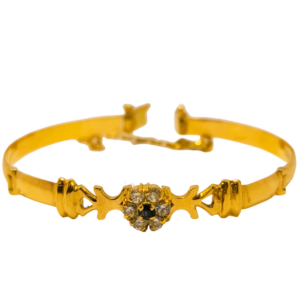 Bracelet Jonc avec Saphirs et Zirconium en Or Jaune 18K