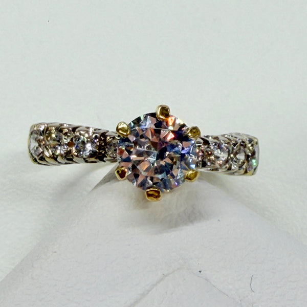 Bague or jaune 18k avec zirconium Taille 56