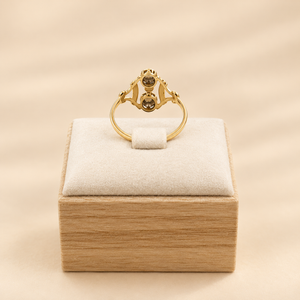 Bague Ancienne en Or Jaune et Blanc avec Perles et Moissanite - Taille 54