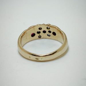 Bague Or Jaune 18k Rubis et Oxyde de Zirconium - taille 55