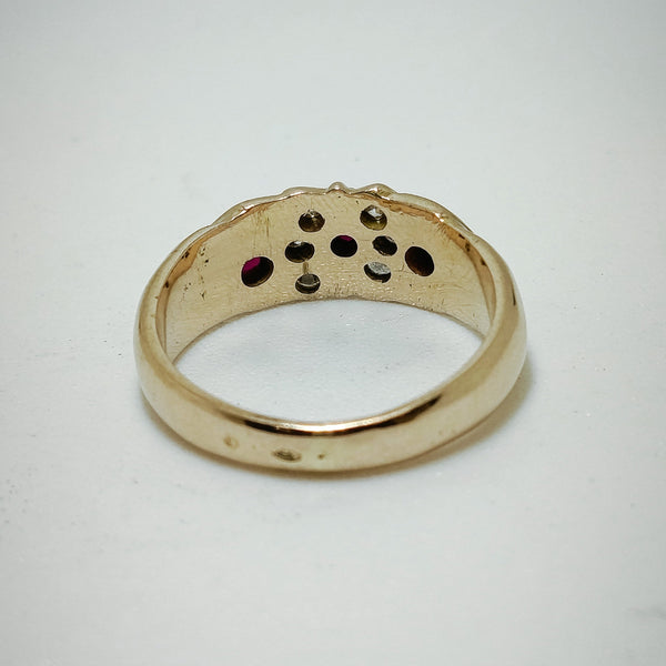 Bague Or Jaune 18k Rubis et Oxyde de Zirconium - taille 55