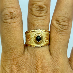 Bague Jonc Or Jaune 18K Onyx - Taille 60