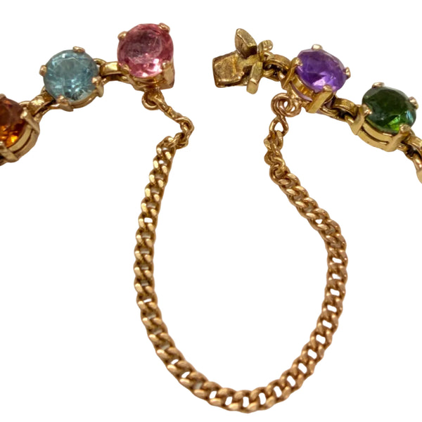 Bracelet en Or Jaune 18K avec Pierres de Couleurs