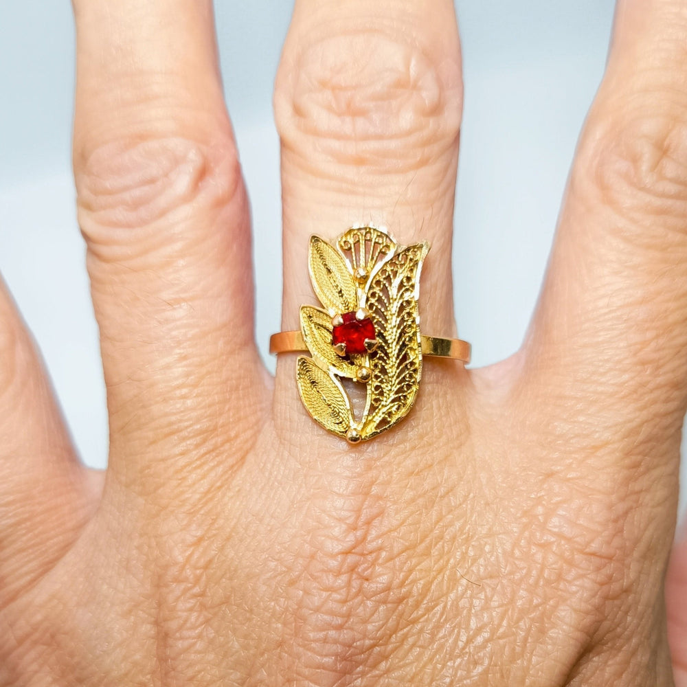 Bague Vintage Artisanale en Or Jaune 18 Carats - Taille 60