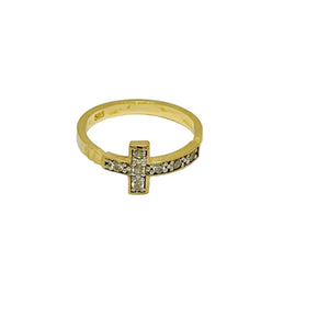 Bague avec Zirconium en Or Jaune 14 Carats - Taille 52