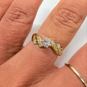 Bague Solitaire en Or Jaune 18k et Zirconium Taille 54