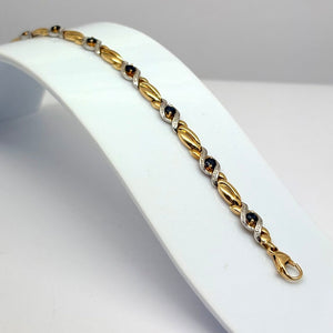 Bracelet Maille Fantaisie avec Saphirs en Or Jaune & Or Gris 18K