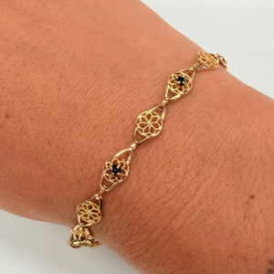 Bracelet Filigrane en Or Jaune 18k avec Saphir