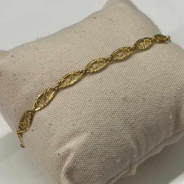 Bracelet Maillon Filigrane en Or Jaune 18k