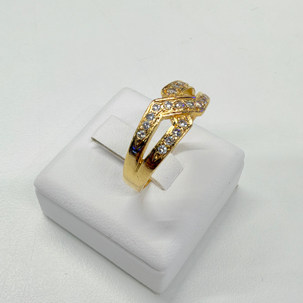 Bague en Or Jaune avec Diamants 18K Taille 57