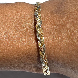 Bracelet Tressé en Or Jaune Blanc Rose 18k