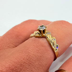 Bague Solitaire en Or Jaune 18k et Zirconium Taille 54
