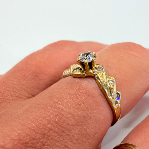 Bague Solitaire en Or Jaune 18k et Zirconium Taille 54