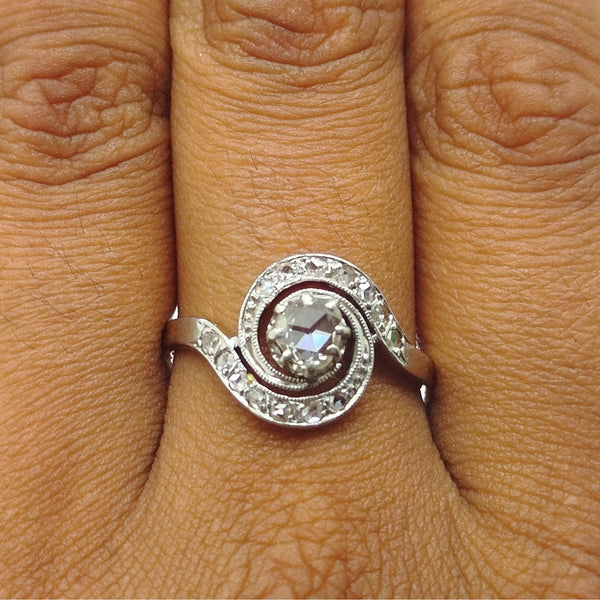 Bague en Or Jaune & Or Blanc avec Diamants 18K Taille : 55