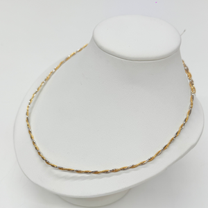 Collier Ras du Cou Torsadé en Or Jaune et Or Blanc 18K