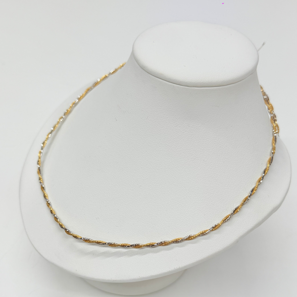 Collier Ras du Cou Torsadé en Or Jaune et Or Blanc 18K
