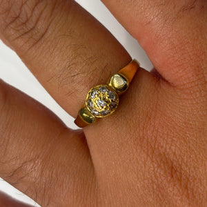 Bague avec Zirconiums en Or Jaune 18K - Taille 53