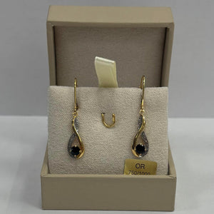 Boucles d'Oreilles Dormeuse Pendante en Or Jaune 18k