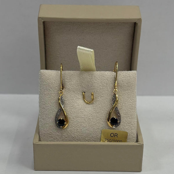 Boucles d'Oreilles Dormeuse Pendante en Or Jaune 18k