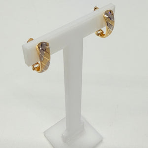 Boucles d'oreilles Dormeuse en Or Jaune et Blanc 18 K