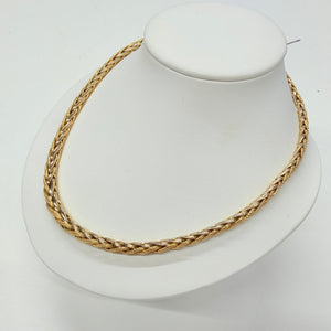 Collier Ras du Cou Maille Palmier en Or Jaune et Or Blanc 18k